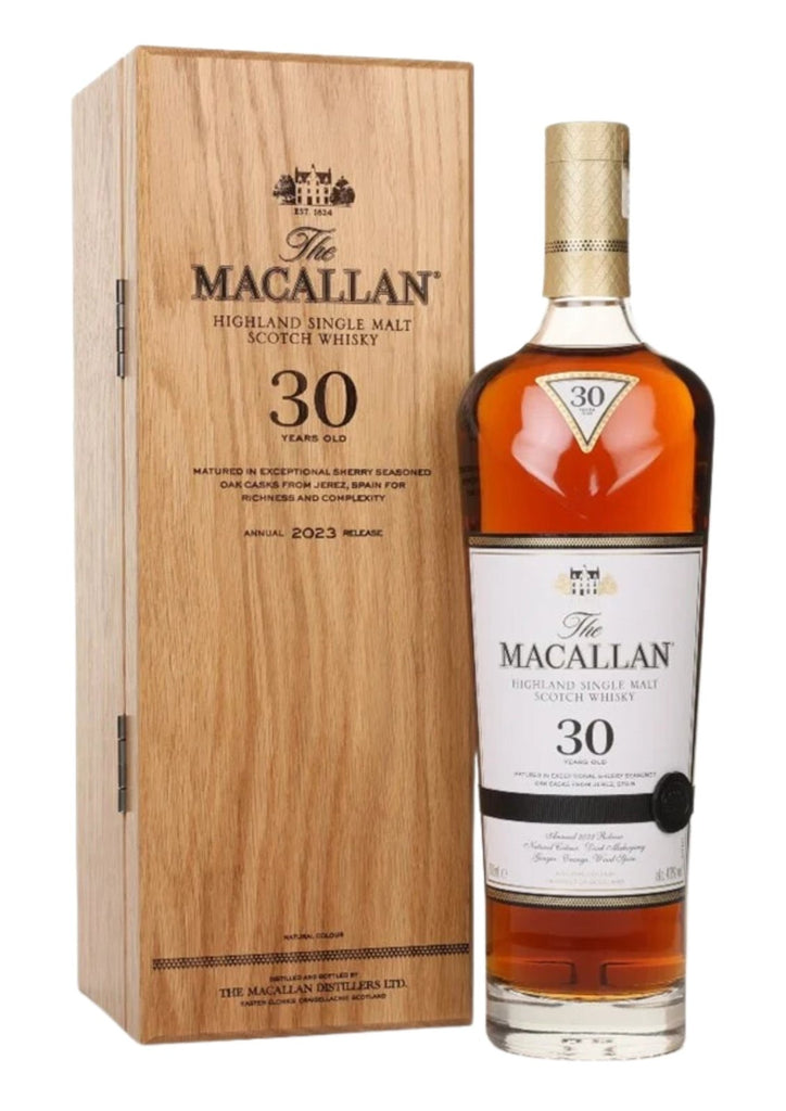 Macallan 30-Year-Old Sherry Oak, 2023 Edition, Single Malt Scotch Whisky, 43% - Whisky - Caviste Wine