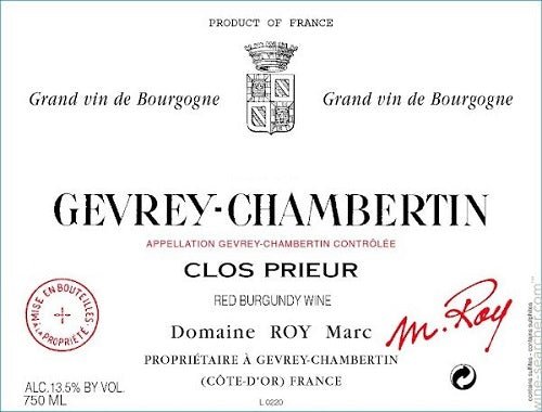 2016 Gevrey Chambertin Clos Prieur, Domaine Marc Roy, Burgundy, France - Red - Caviste Wine
