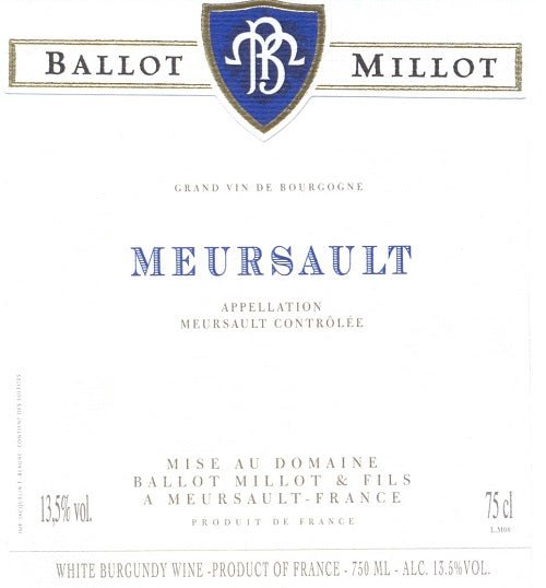 2016 Meursault, Domaine Ballot-Millot, Burgundy, France - White - Caviste Wine