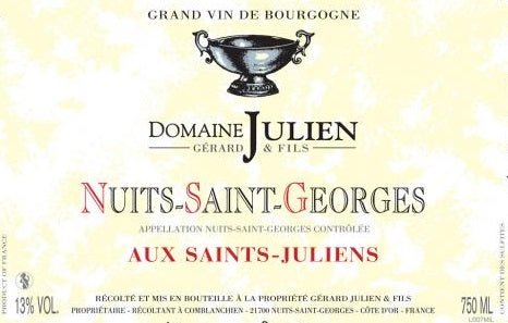 2016 Nuits St George Aux St Julien's, Domaine Gerard Julien, Burgundy, France - Red - Caviste Wine