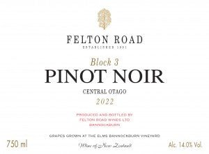 2022 Felton Road Block 3 Pinot Noir - Red - Caviste Wine