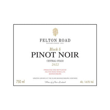 2022 Felton Road Block 5 Pinot Noir - Red - Caviste Wine