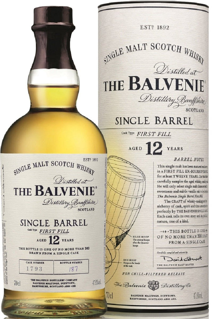Balvenie 12-Year-Old Single Barrel, Single Malt Scotch Whisky, 47.8% - Whisky - Caviste Wine