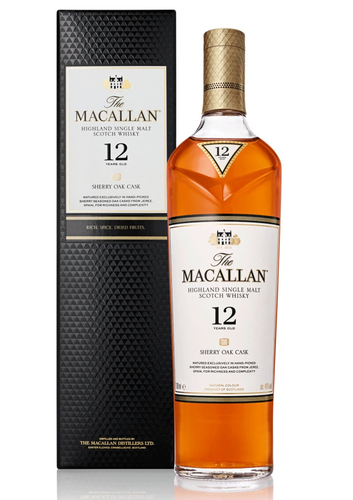 Macallan 12-Year-Old Sherry Oak Single Malt Scotch Whisky, 40% - Whisky - Caviste Wine