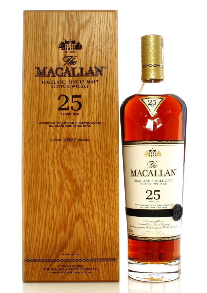 Macallan 25-Year-Old Sherry Oak, 2022 Edition, Single Malt Scotch Whisky, 43% - Whisky - Caviste Wine